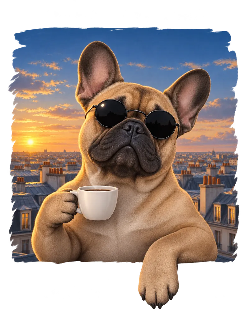 French Bulldog — Paris rooftops