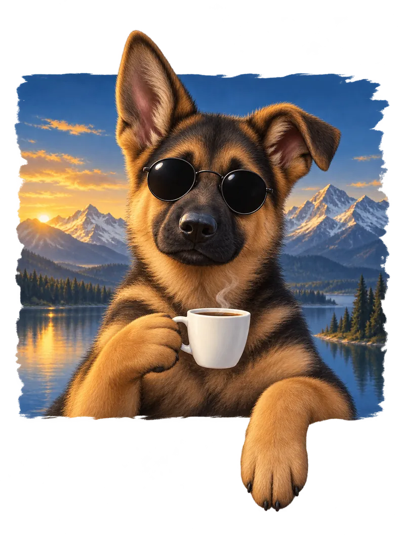 German Shepherd — Alpine lake